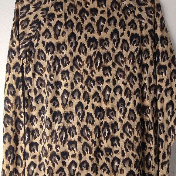 Tory Burch Black Blouse with Leopard Print‎ Sleeves - Picture 4 of 6